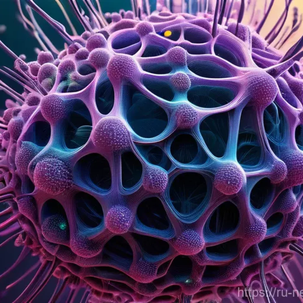 자기장 응답 소재 - **Prompt:** A highly detailed, artistic microscopic view inside a stylized, translucent network of b...