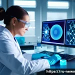Home 22 나노입자 응용 - A futuristic medical laboratory scene showcasing targeted drug delivery using nanoparticles: a scien...