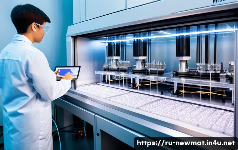 고분자 나노섬유 - A highly detailed scientific laboratory scene showcasing the electrospinning process producing nanof...
